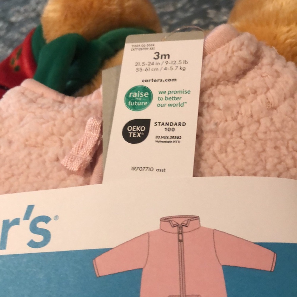 Carter's Pink Zip-Up 1-Piece Jumpsuit MicroFleece - Picture 4 of 7